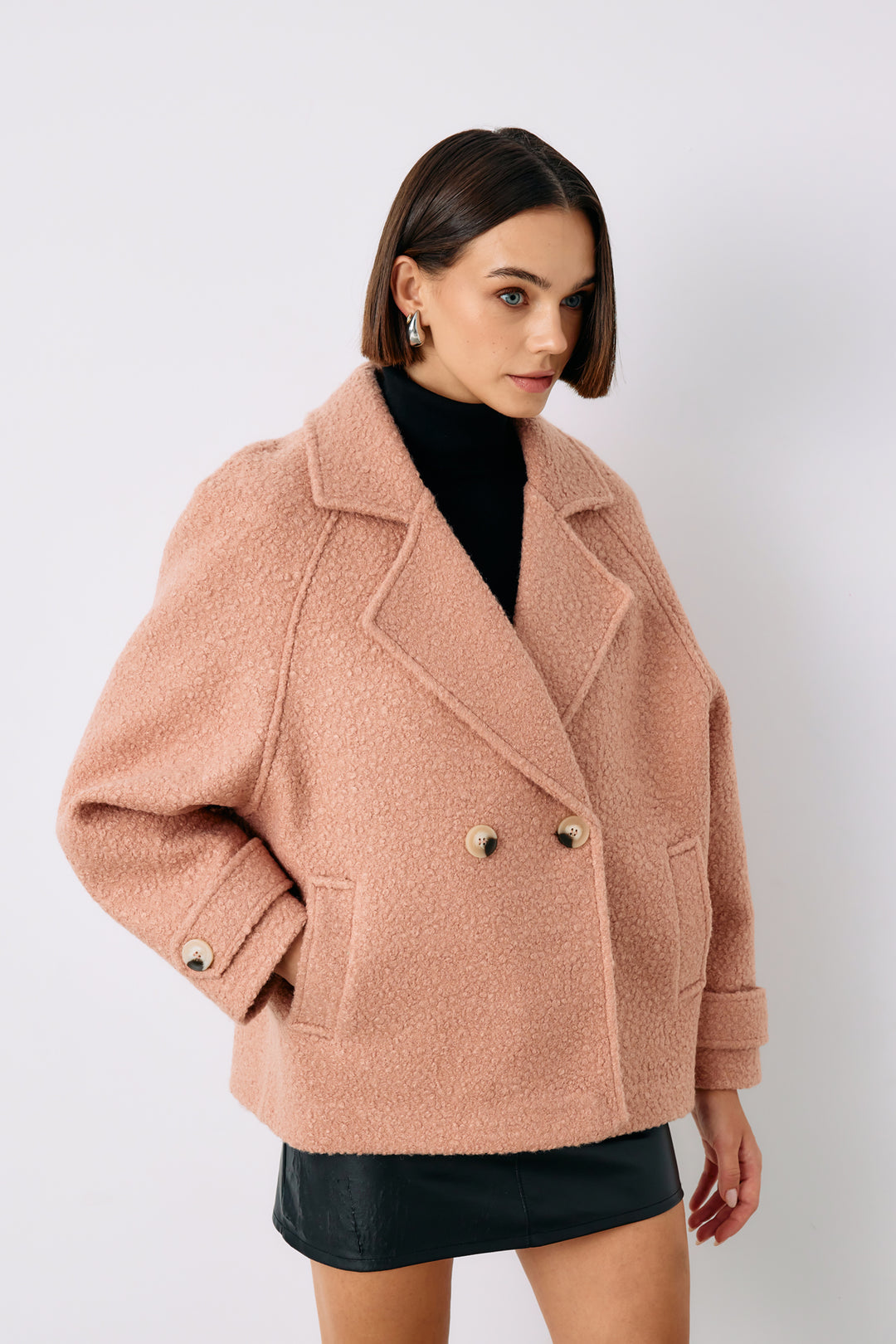 Sateen Veste courte en bouclette - Poudre