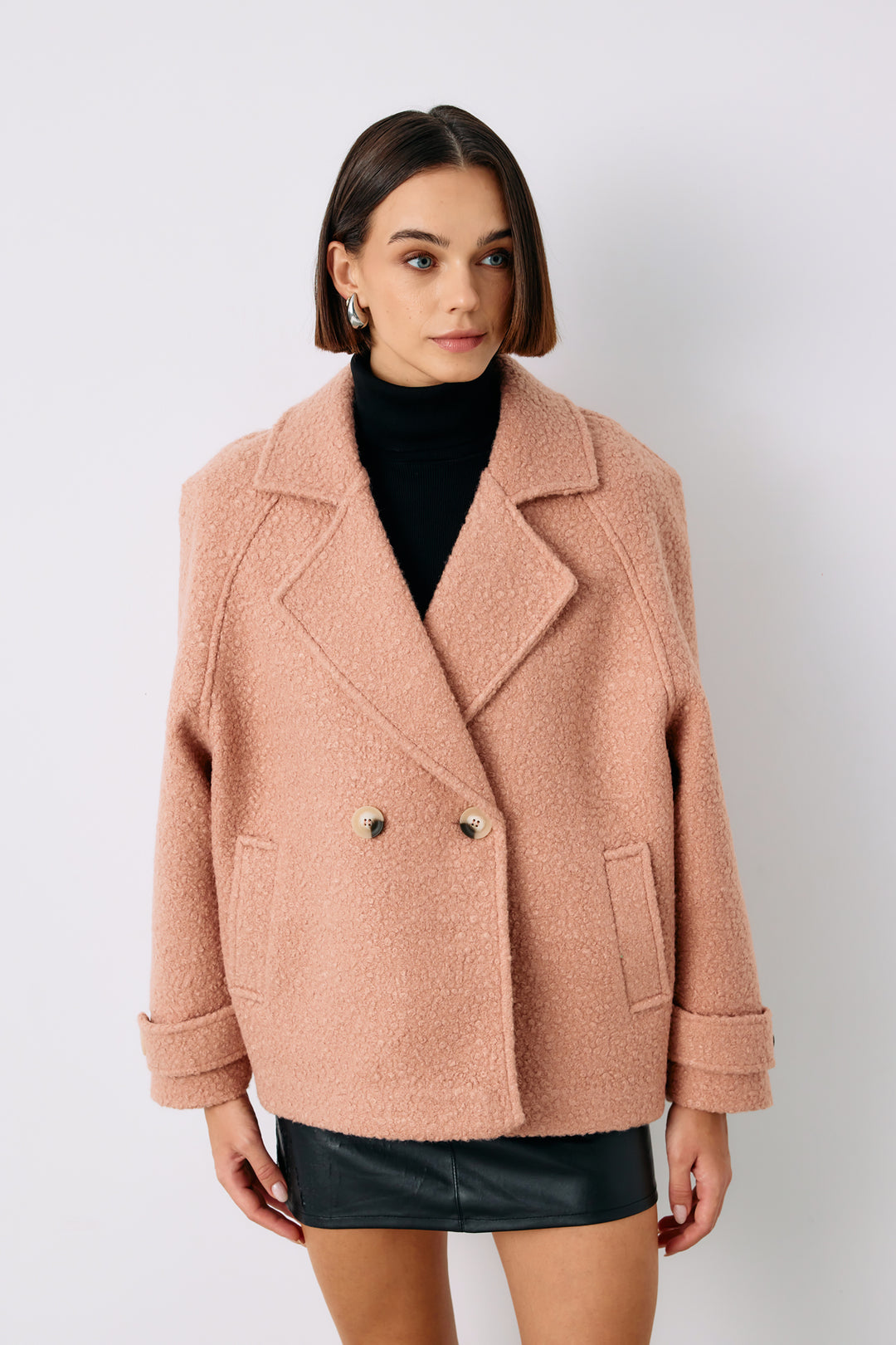 Sateen Veste courte en bouclette - Poudre