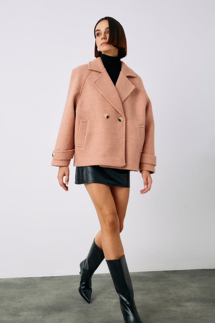 Sateen Veste courte en bouclette - Poudre