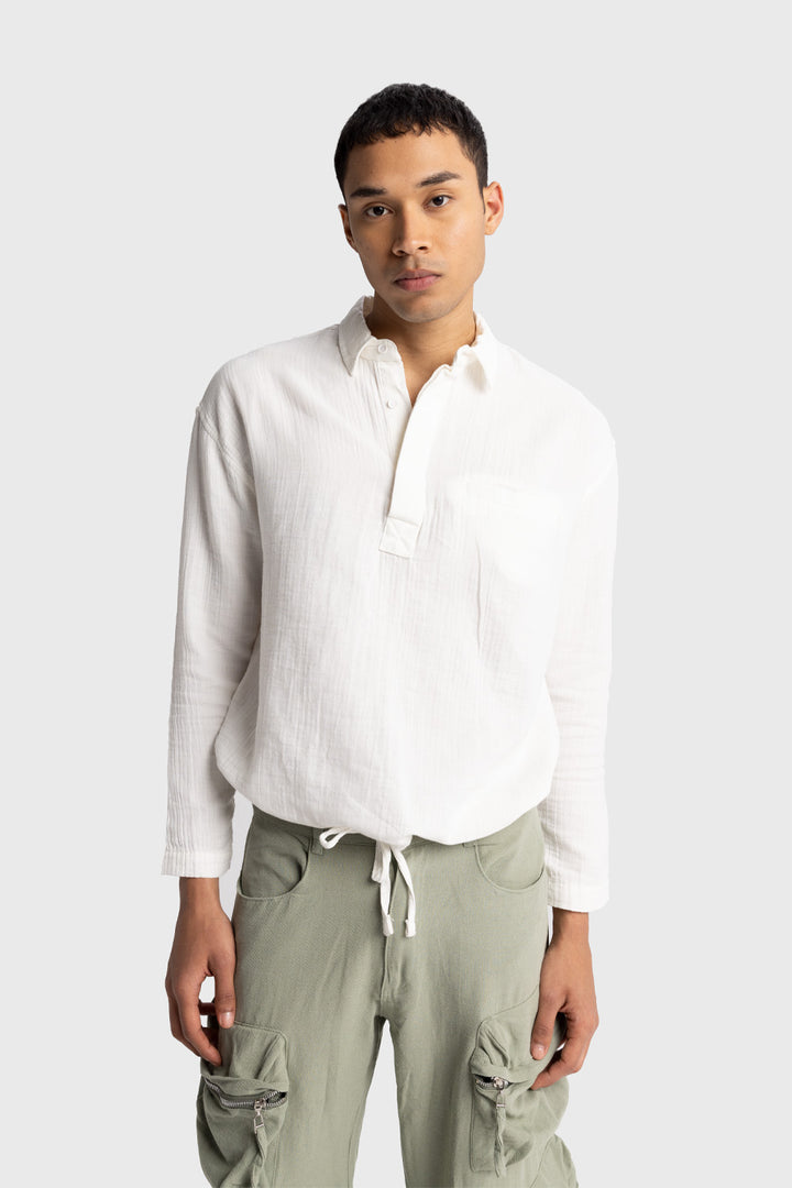 Giesto Chemise avec détails de lacets à l'apparence froissée - Blanc