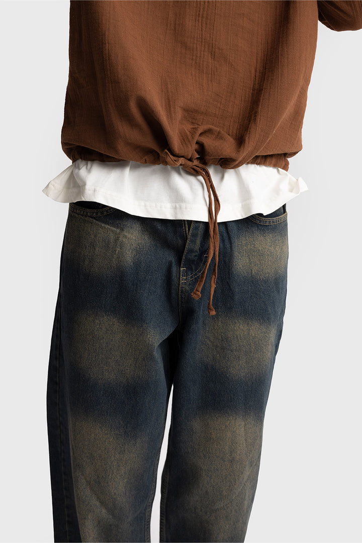 Giesto Chemise avec détails de lacets à l'apparence froissée - Marron