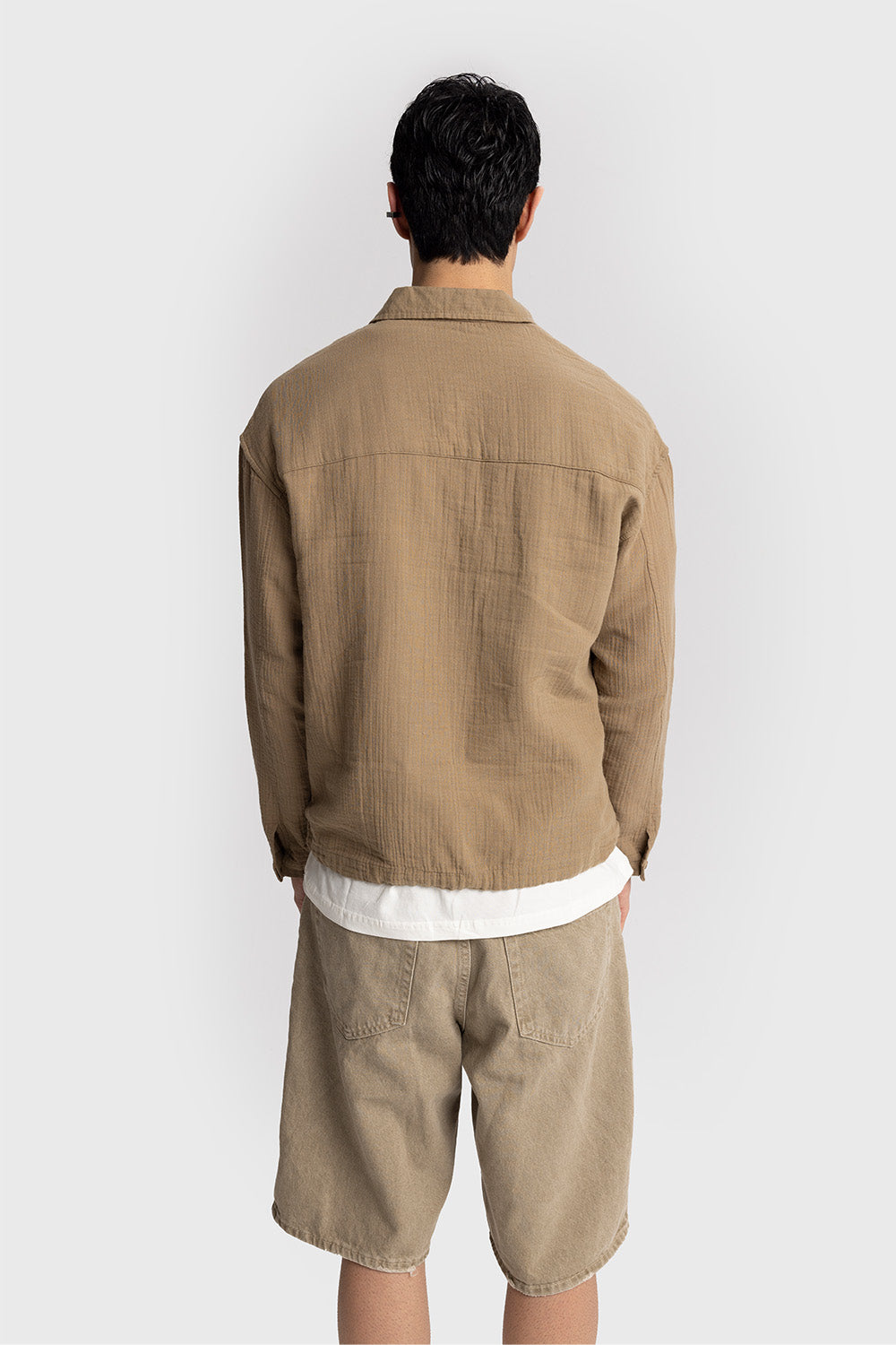 Giesto Chemise avec détails de lacets à l'apparence froissée - Tabac
