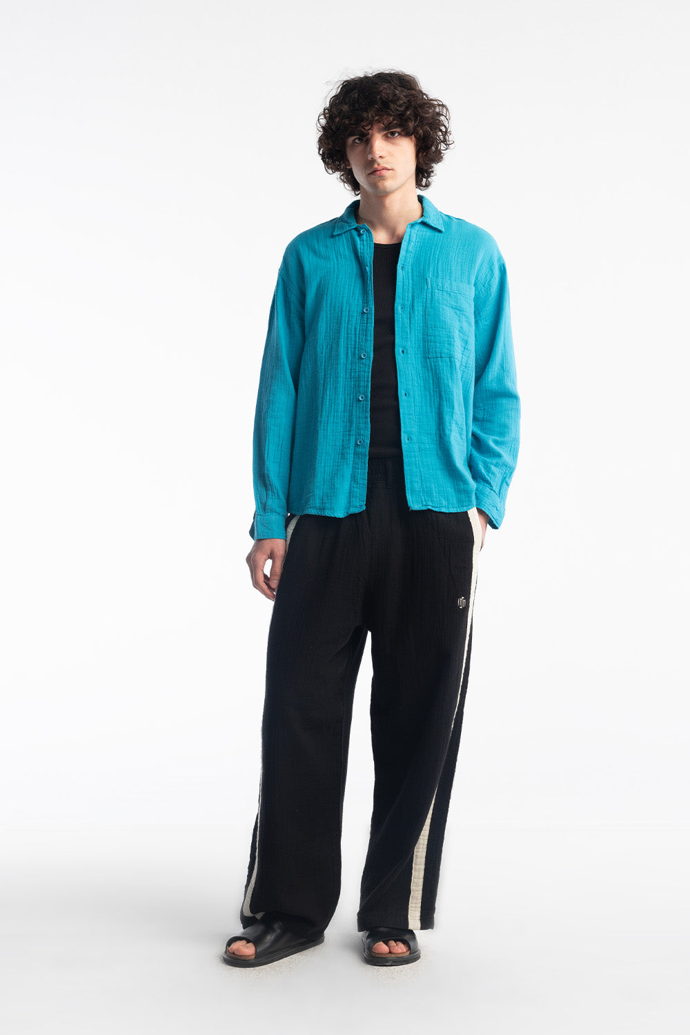 Giesto Chemise à l'apparence froissée - Bleu