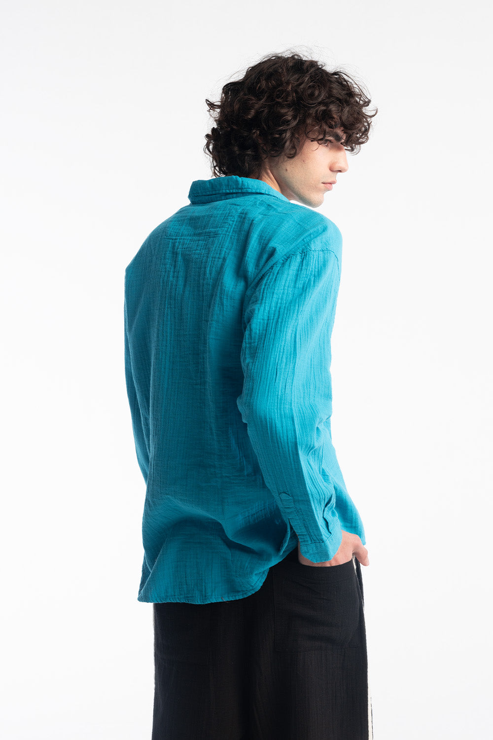 Giesto Chemise à l'apparence froissée - Bleu
