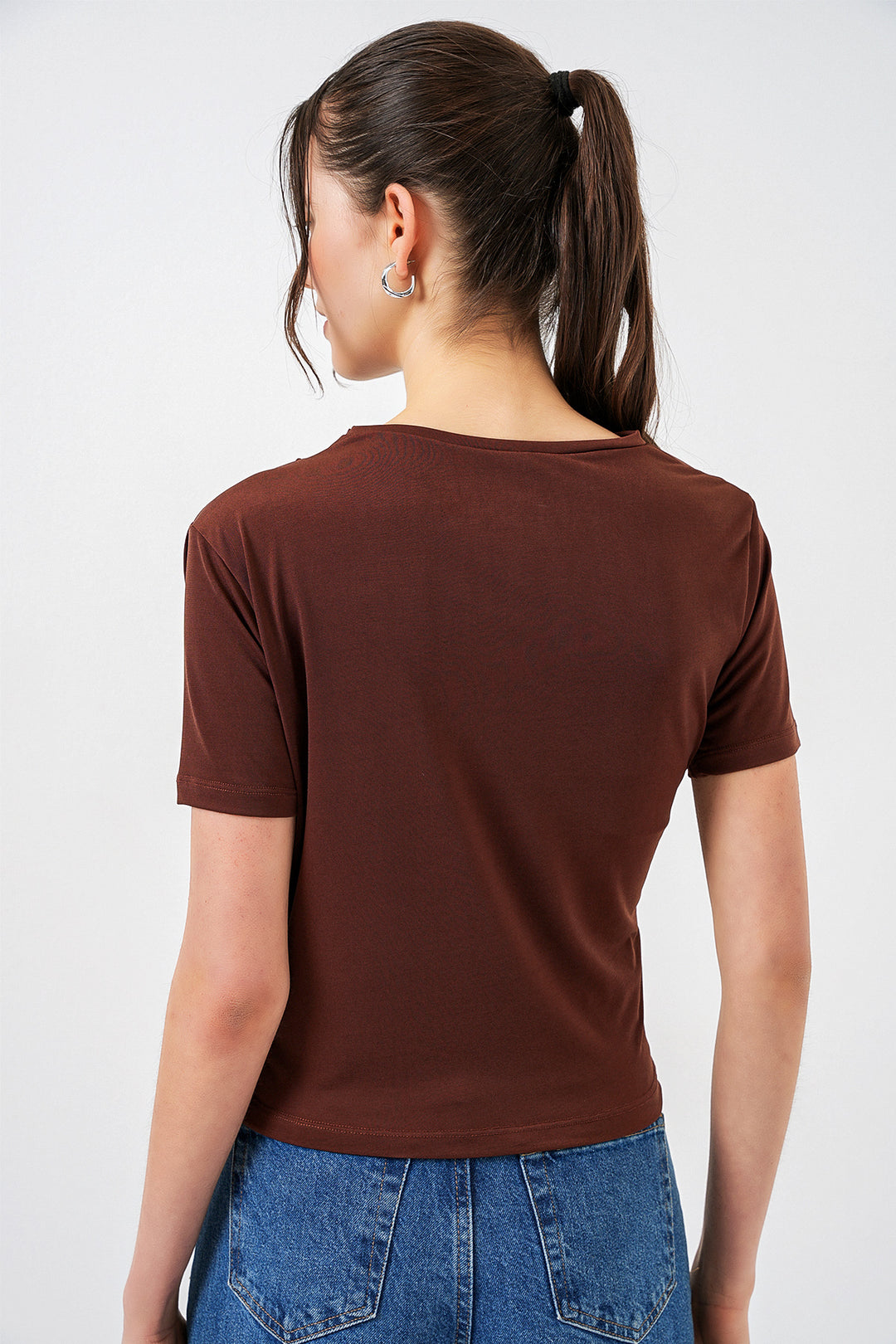 Bigdart Blouse Sandy à manches courtes avec détails froncés 945 - Marron