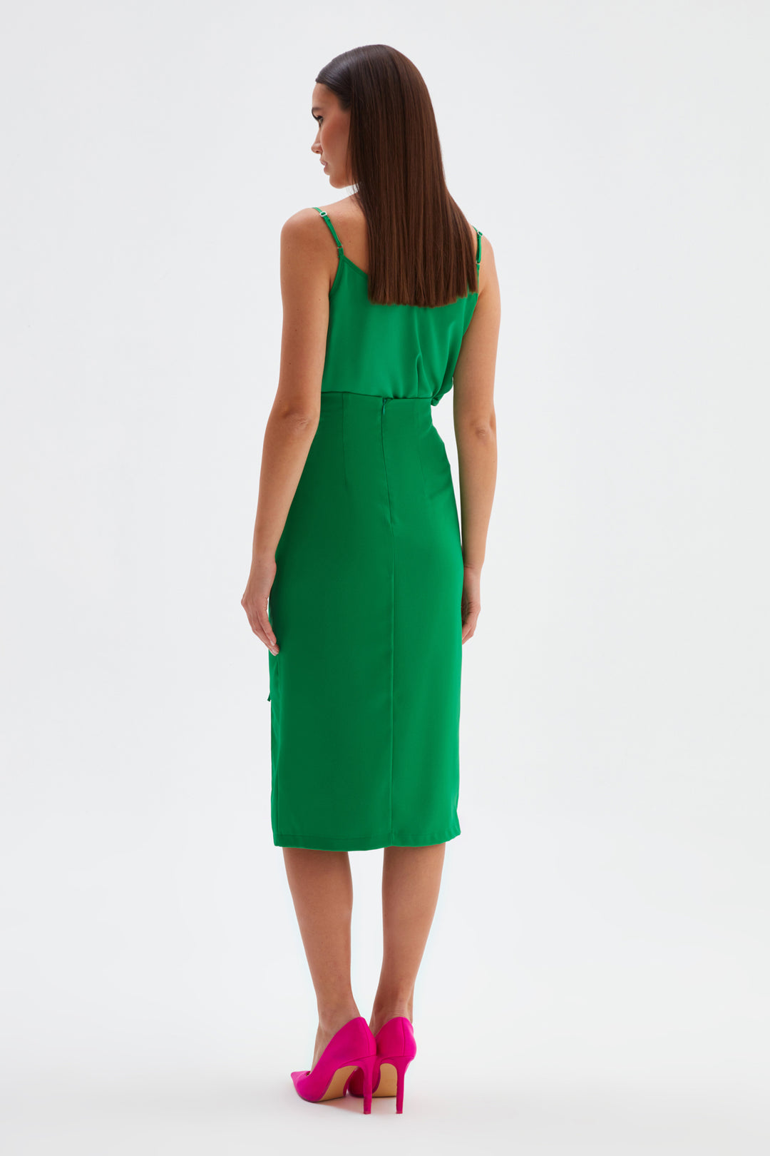 Sateen Jupe en satin à détails froncés - Émeraude