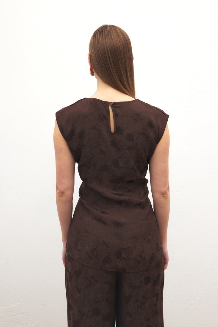 Sateen Blouse Camila - Marron