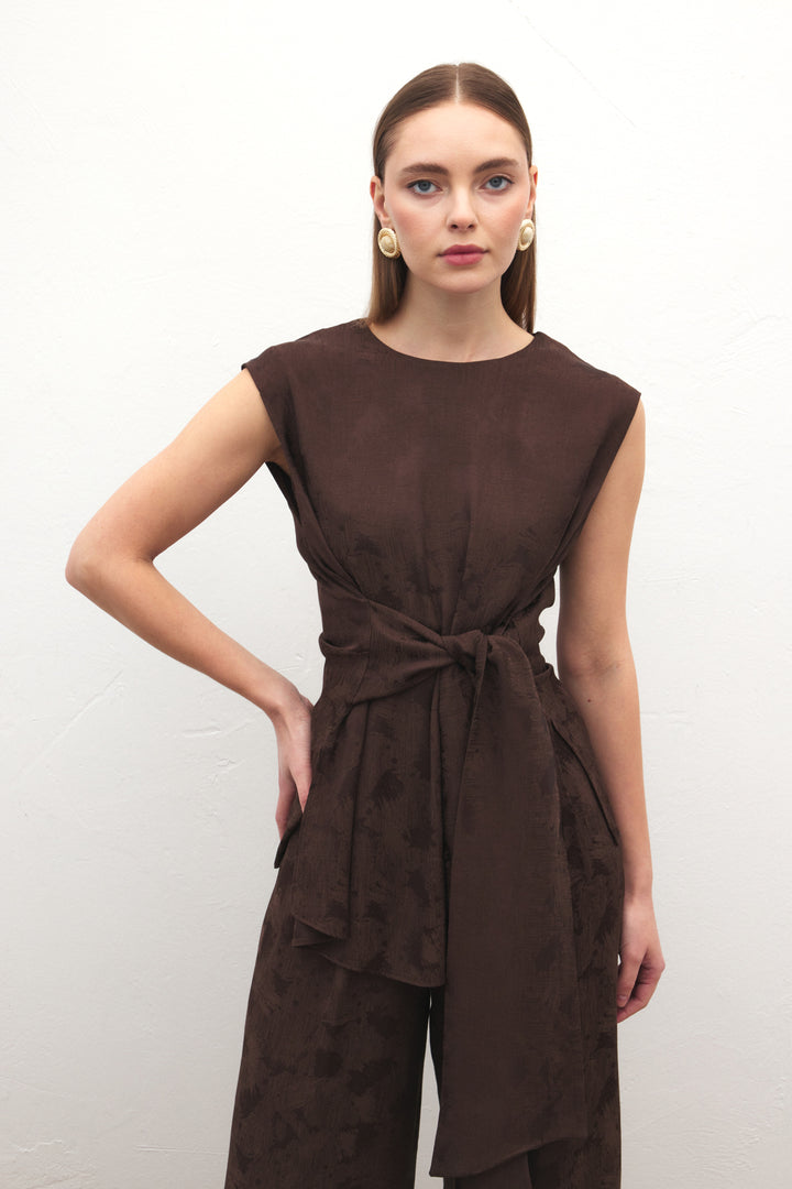 Sateen Blouse Camila - Marron
