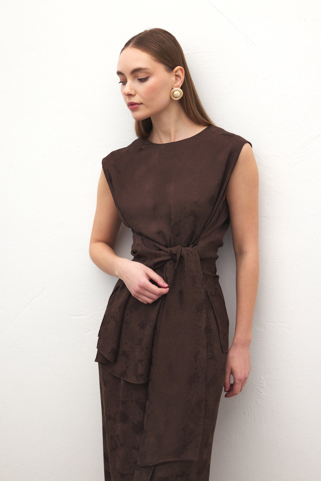 Sateen Blouse Camila - Marron
