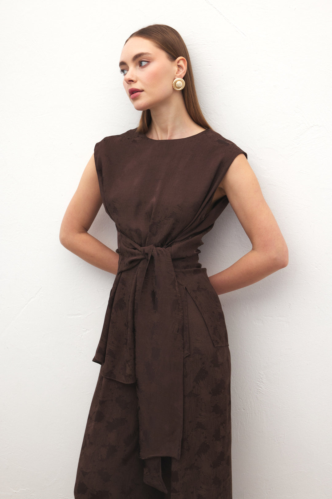 Sateen Blouse Camila - Marron