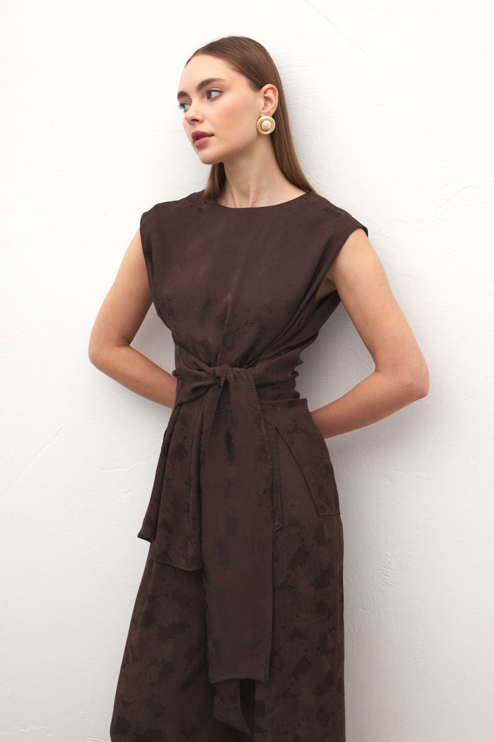 Sateen Blouse Camila - Marron