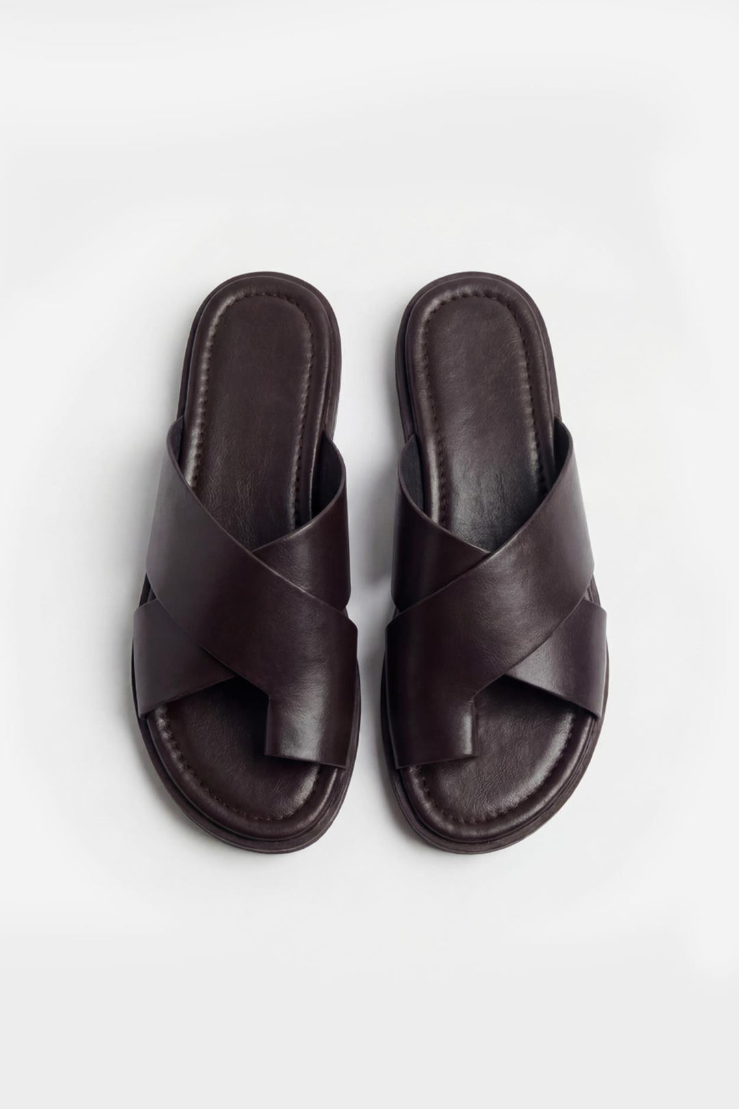 Giesto Sandales en cuir marron à bande croisée - Marron