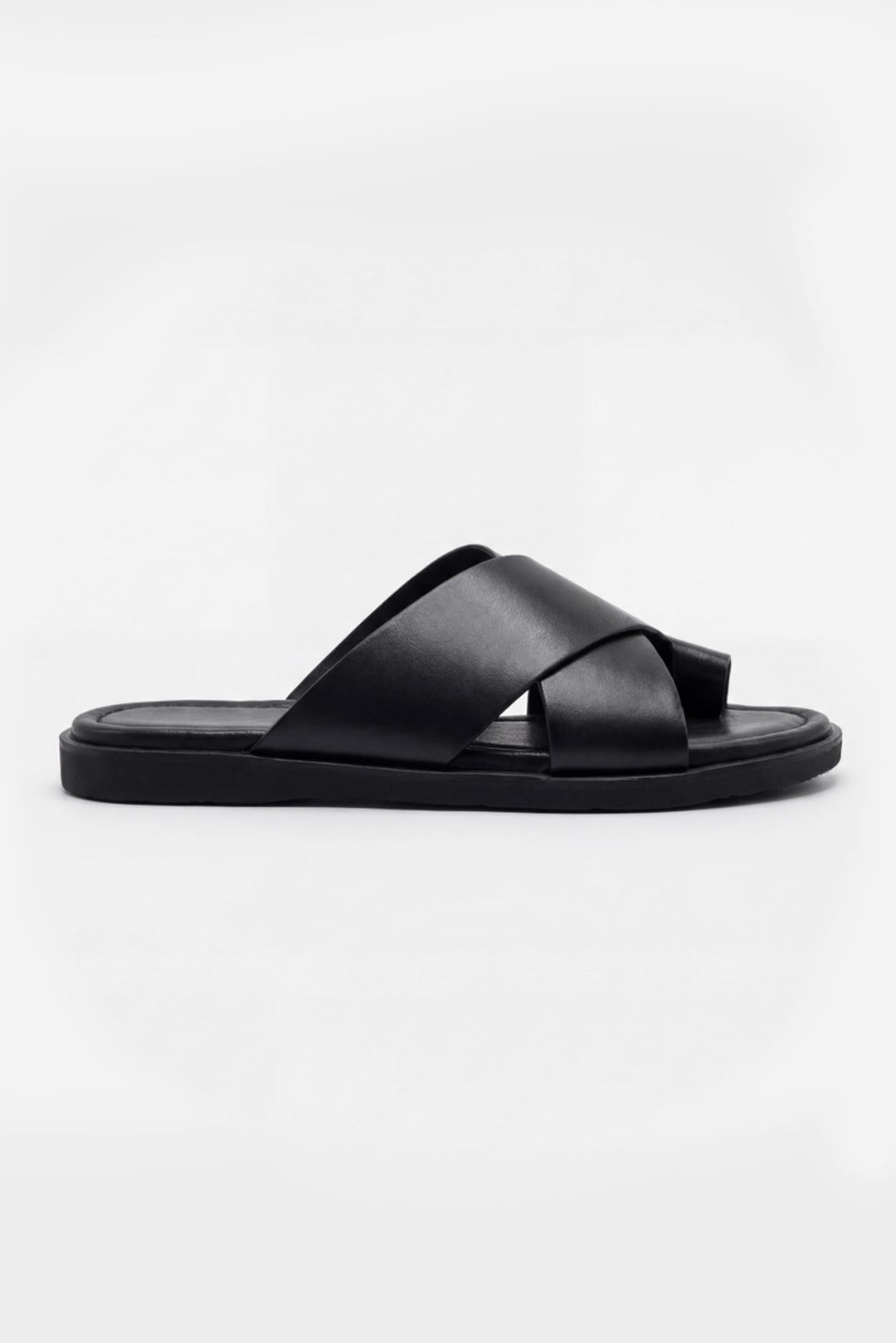 Giesto Sandales en cuir noir à bande croisée - Noir