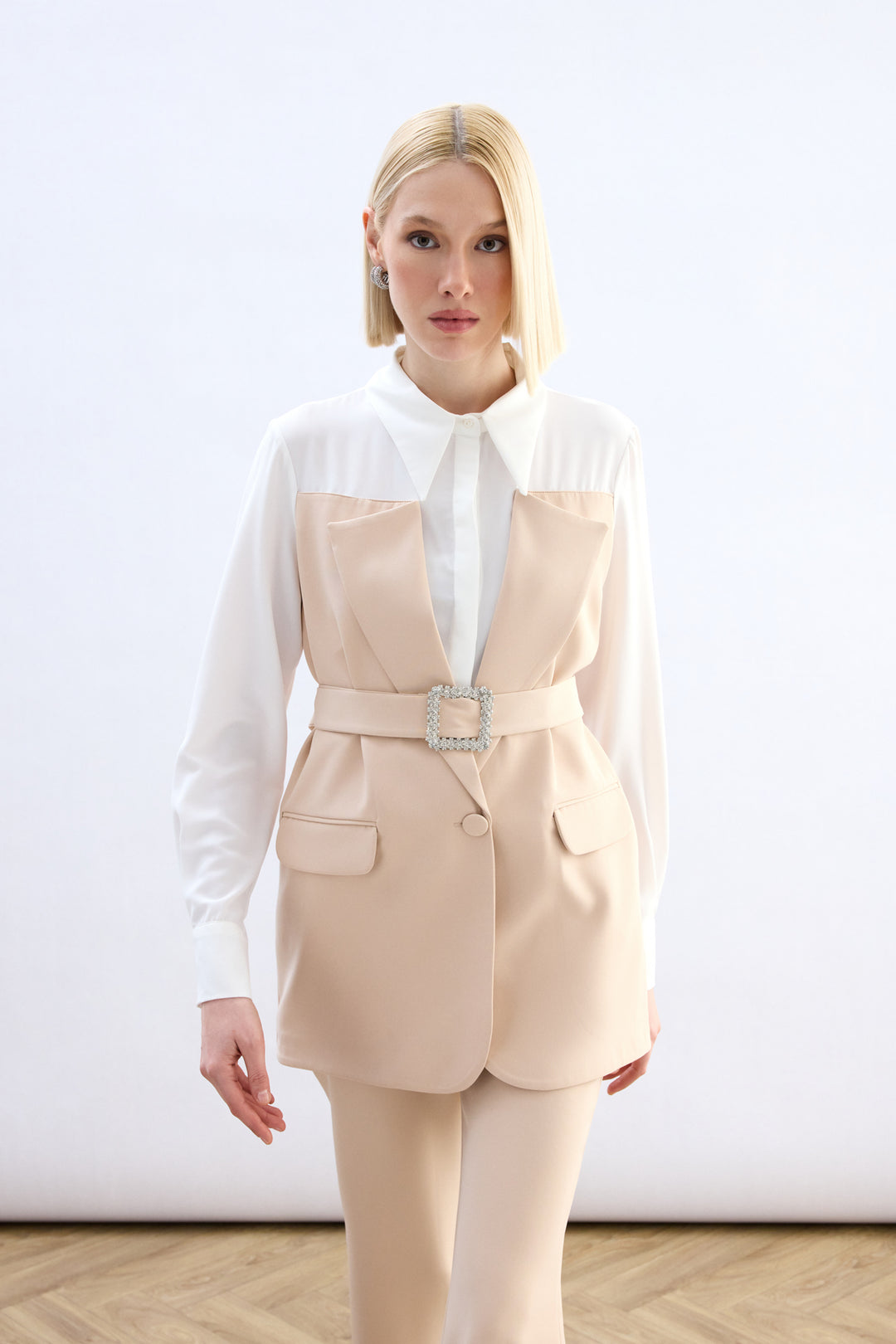 Sateen Chemise style veste - Beige
