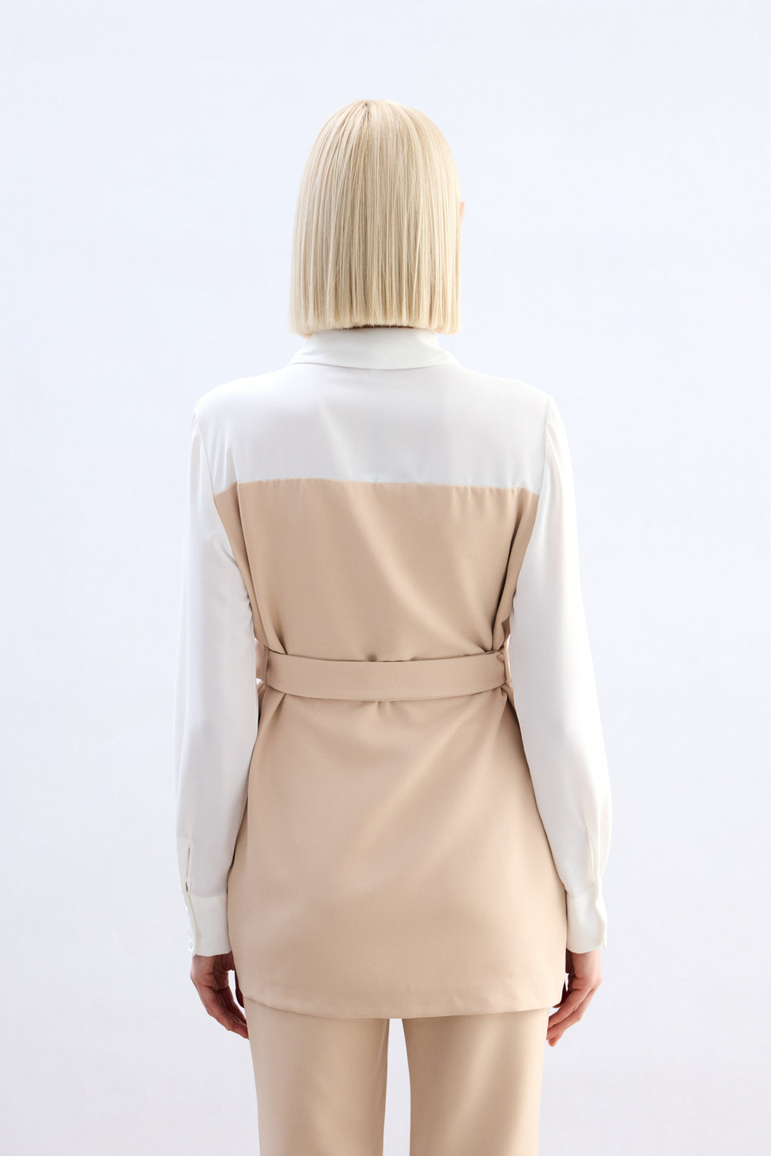 Sateen Chemise style veste - Beige