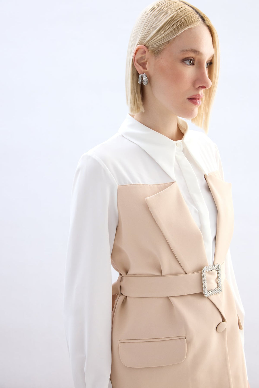 Sateen Chemise style veste - Beige
