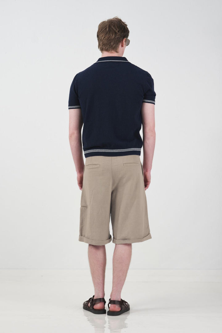 Giesto Short en lin beige avec poches - Beige