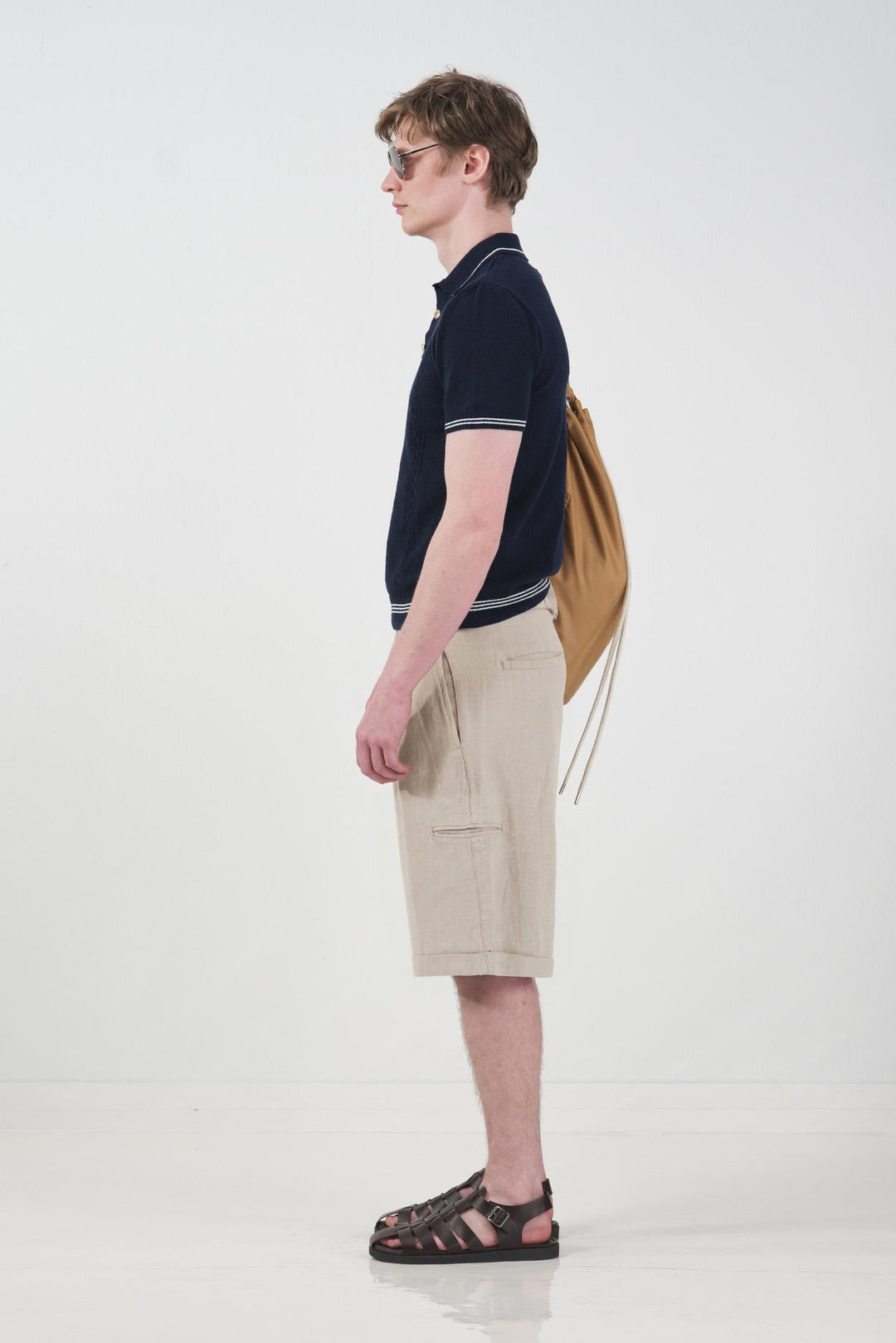 Giesto Short en lin beige avec poches - Beige