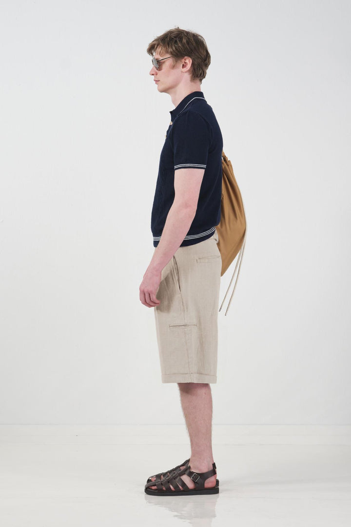 Giesto Short en lin beige avec poches - Beige