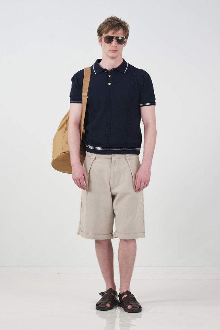 Giesto Short en lin beige avec poches - Beige