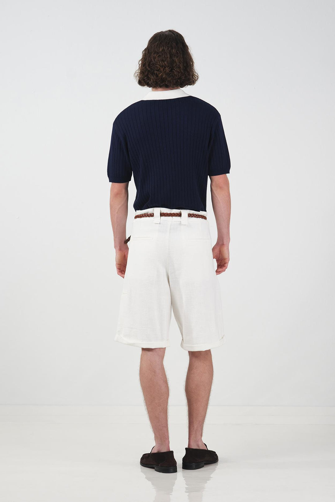 Giesto Short en lin blanc avec poches - Blanc