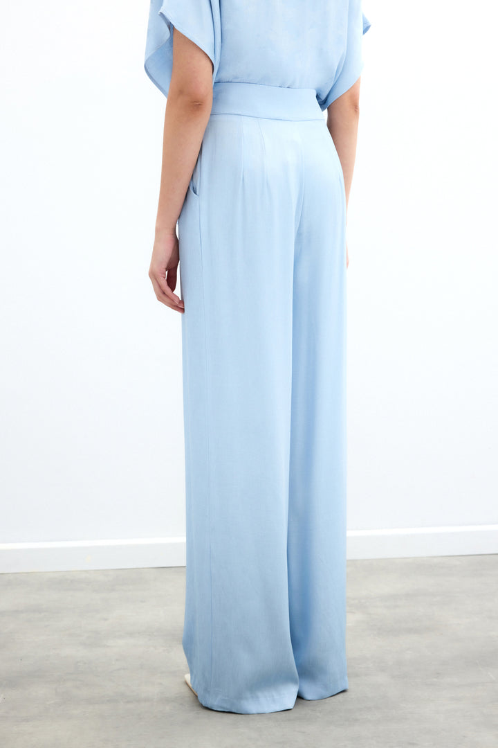 Sateen Pantalon large avec poches - bebe Bleu