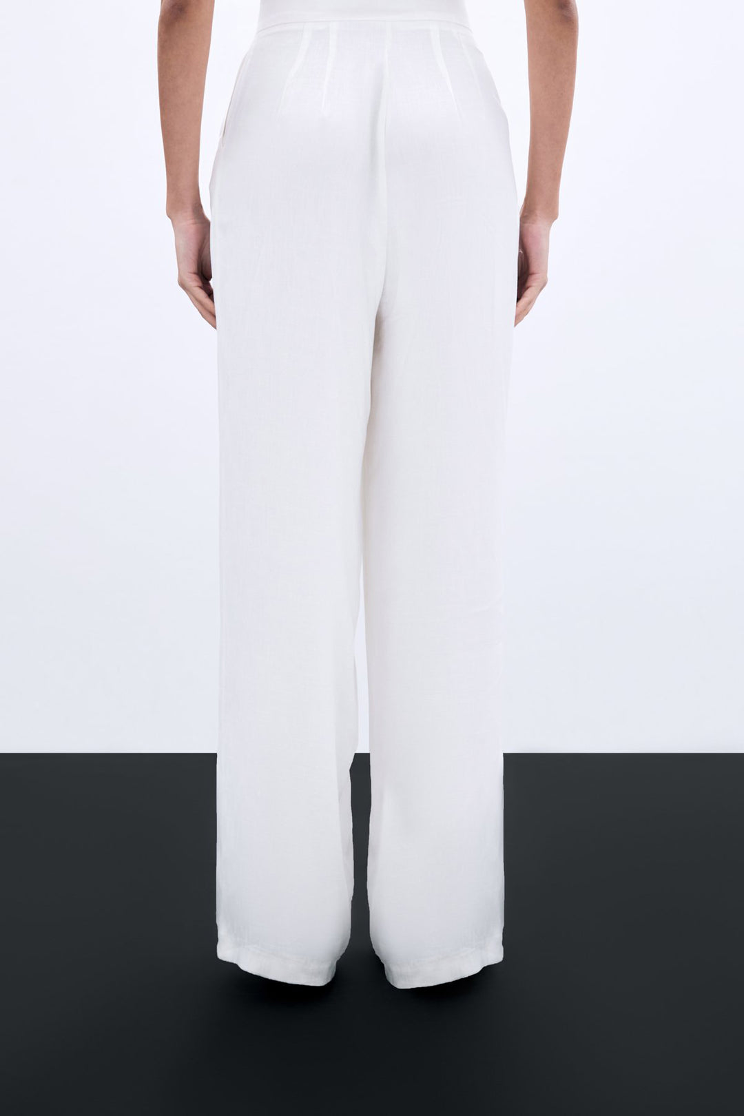 Sateen Pantalon large avec poches - Écru