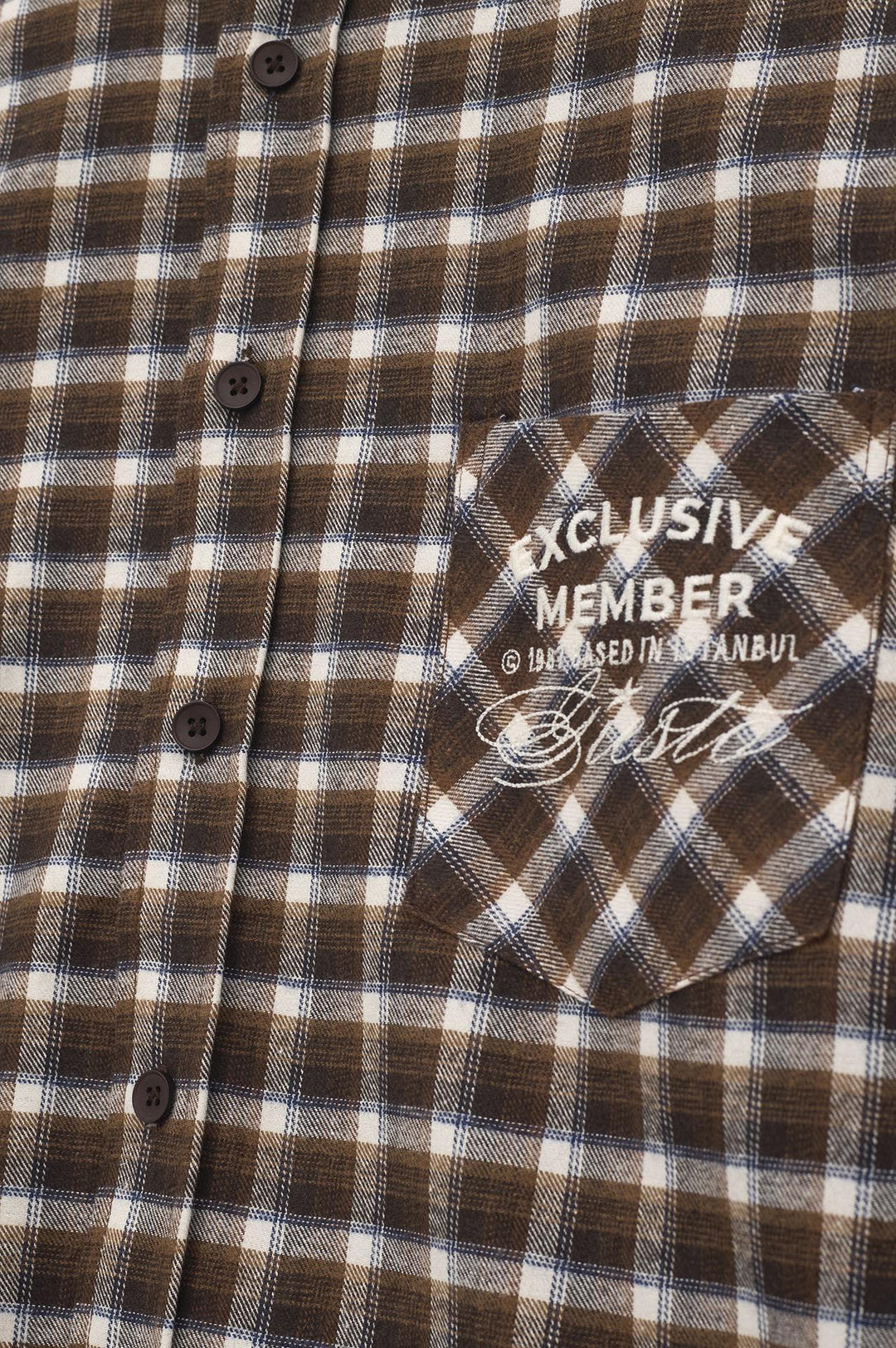 Giesto Chemise marron à carreaux coupe crop avec poches - Marron