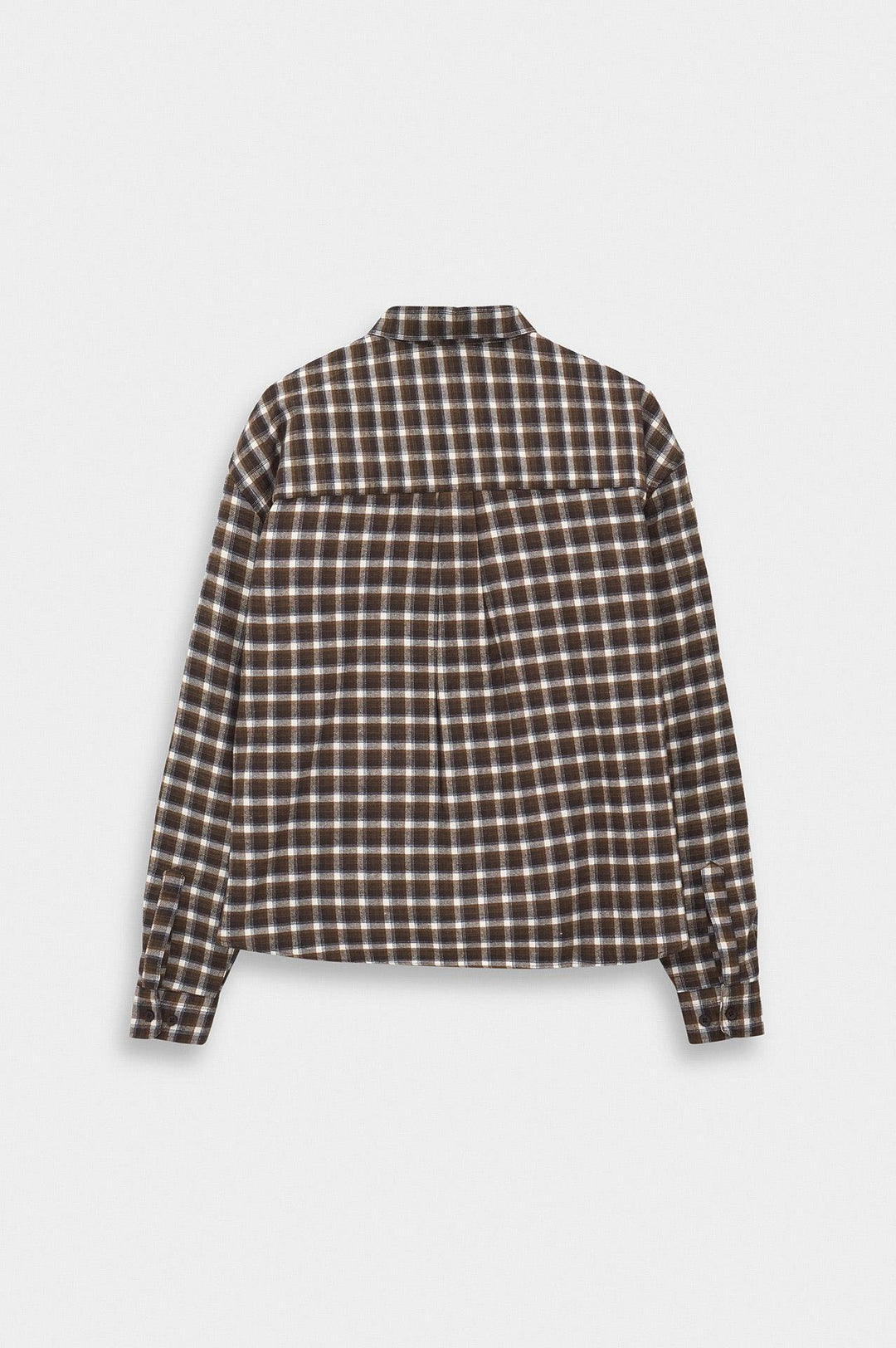 Giesto Chemise marron à carreaux coupe crop avec poches - Marron
