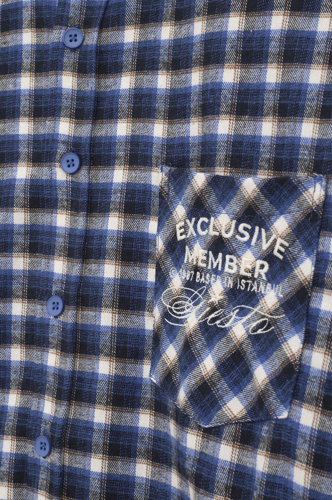 Giesto Chemise à carreaux bleu coupe ajustée avec poches - Bleu