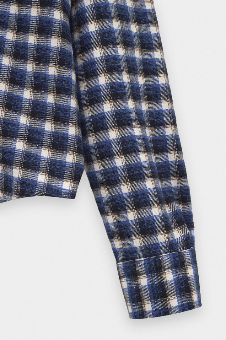 Giesto Chemise à carreaux bleu coupe ajustée avec poches - Bleu