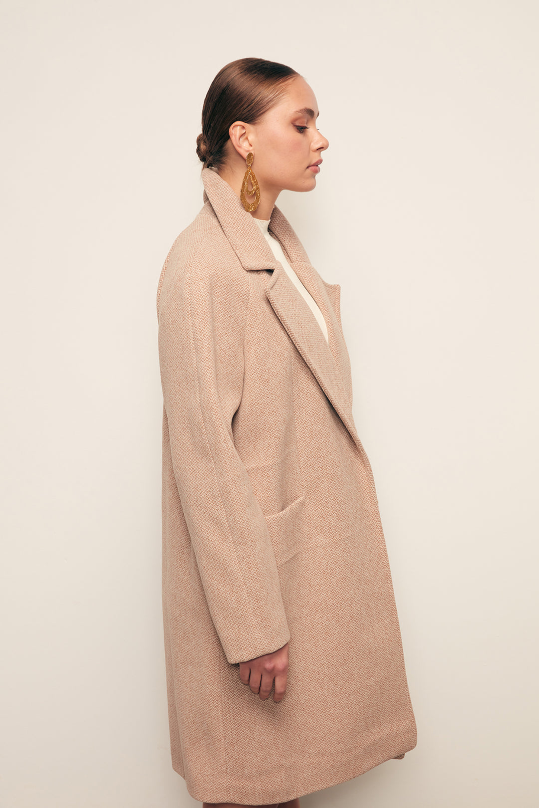 Sateen Manteau court à poches - camel