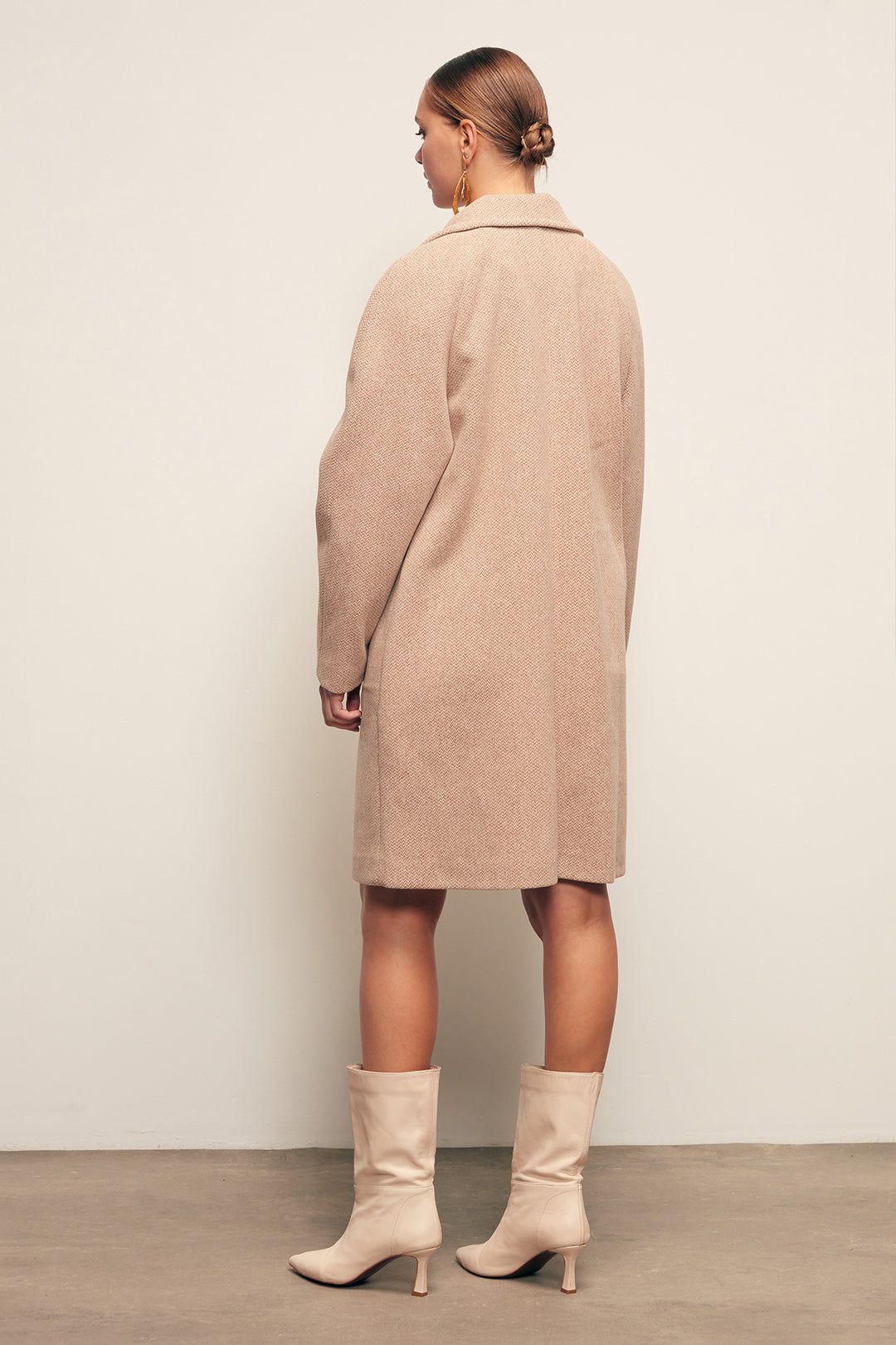 Sateen Manteau court à poches - camel