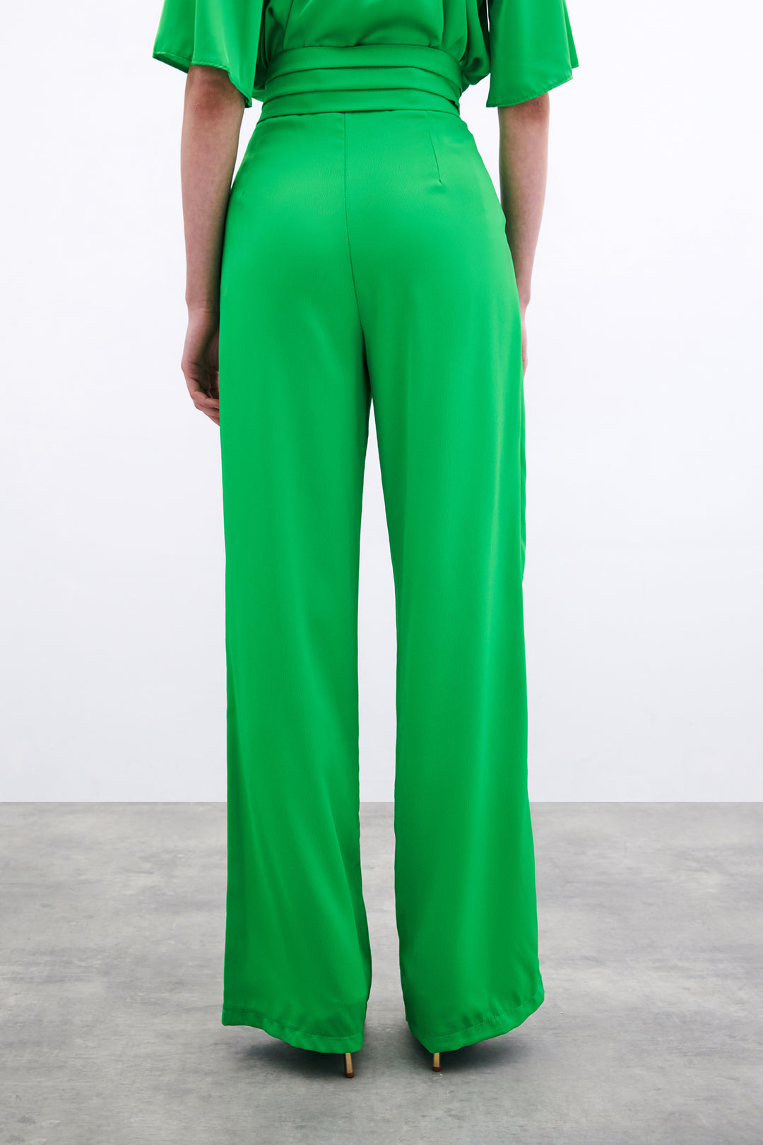 Sateen Pantalon satin ample avec poches - Clair Vert