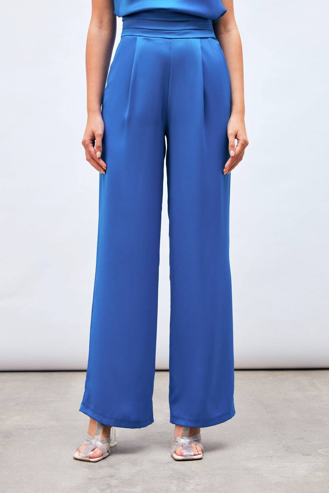 Sateen Pantalon Satiné Ample avec Poches - Indigo