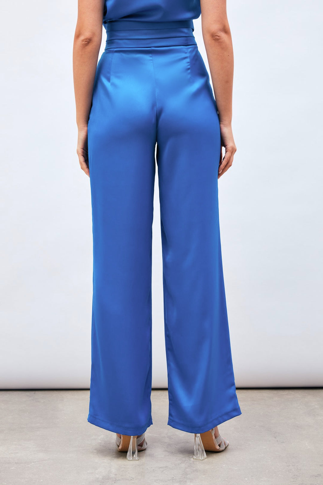 Sateen Pantalon Satiné Ample avec Poches - Indigo