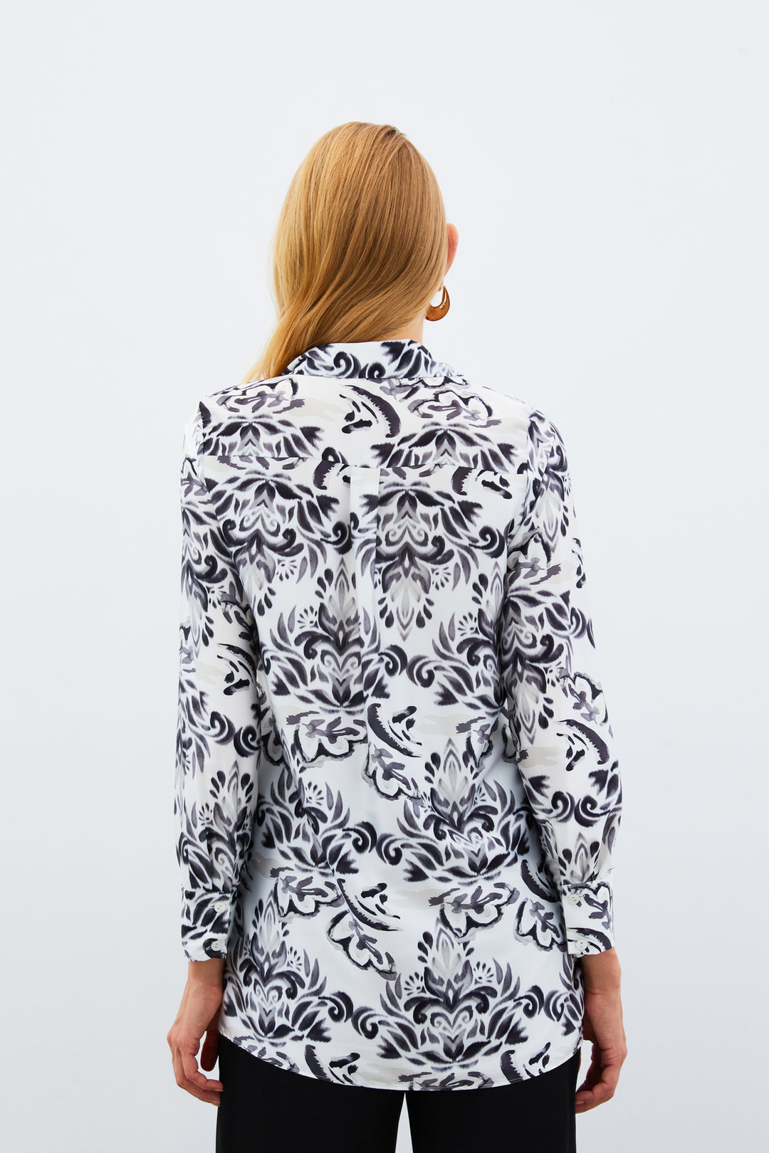 Sateen Chemise à motifs floraux - Noir