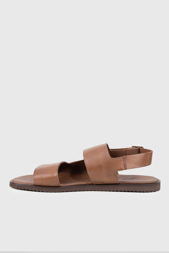 Giesto Sandales en cuir à double bande - Tabac