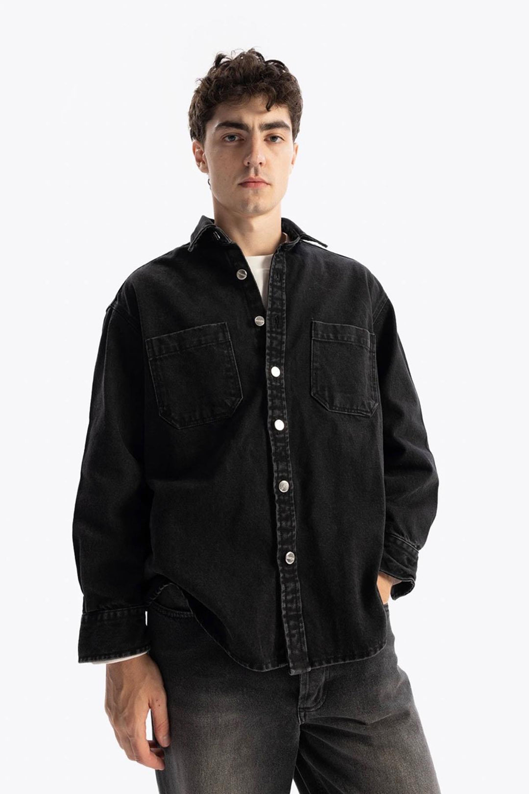 Giesto Chemise en denim à poches doubles - Noir