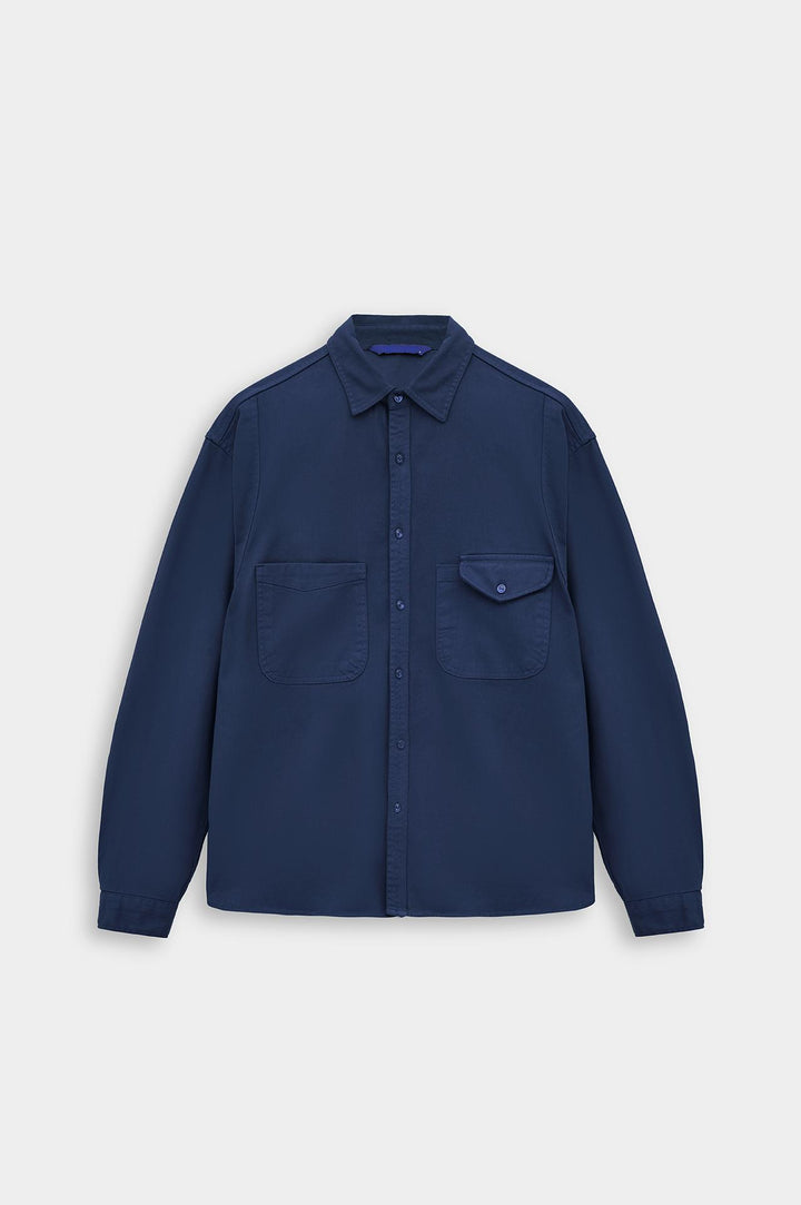 Giesto Chemise en gabardine bleu marine à double poche - Bleu marine