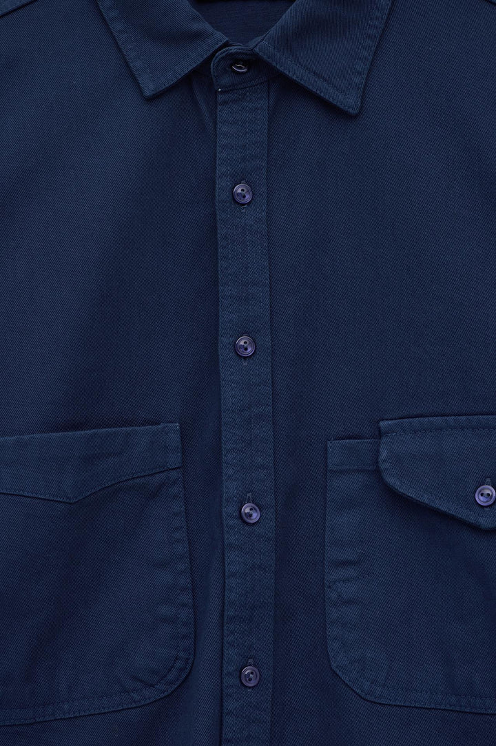 Giesto Chemise en gabardine bleu marine à double poche - Bleu marine