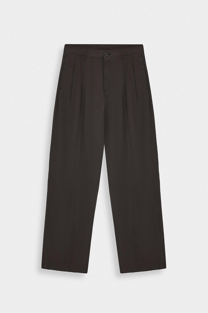 Giesto Pantalon modal marron à double plis - Marron