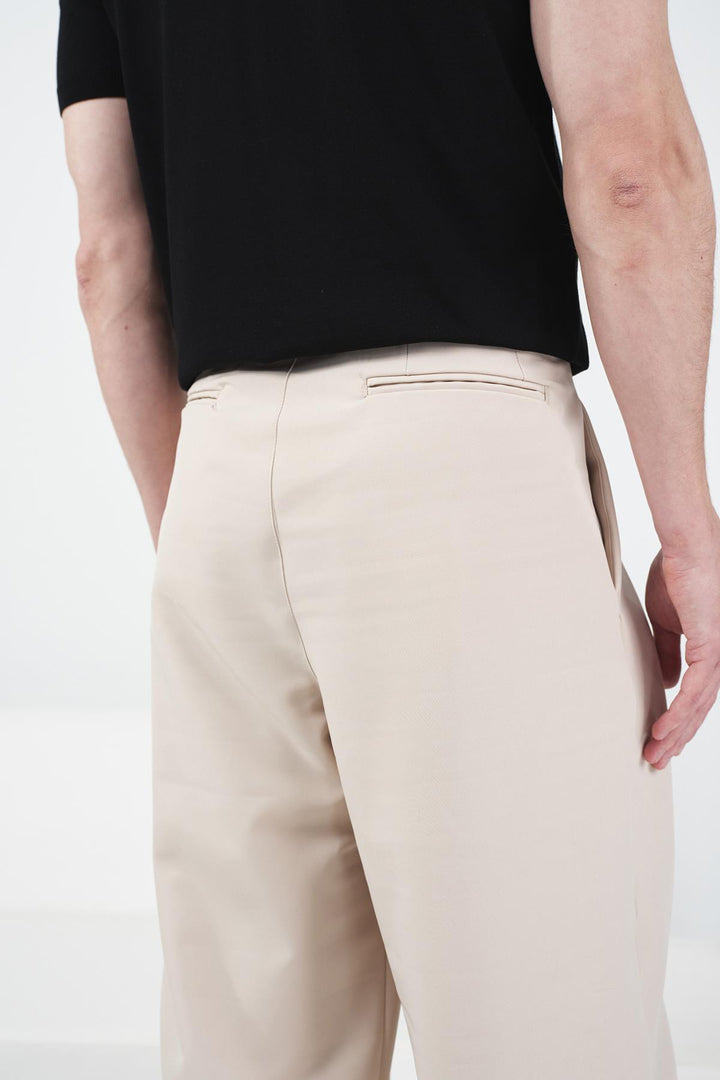 Giesto Pantalon beige à double pli coupe confortable - Beige