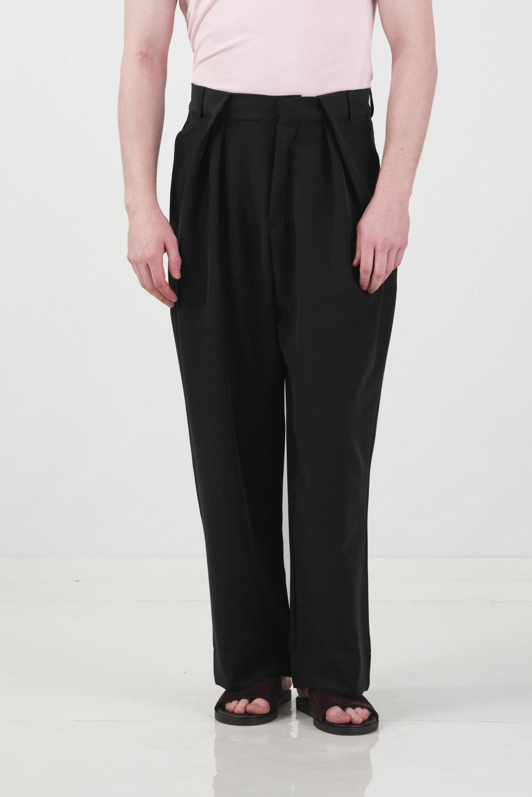 Giesto Pantalon noir à double pli coupe confortable - Noir