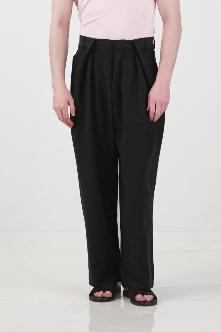 Giesto Pantalon noir à double pli coupe confortable - Noir