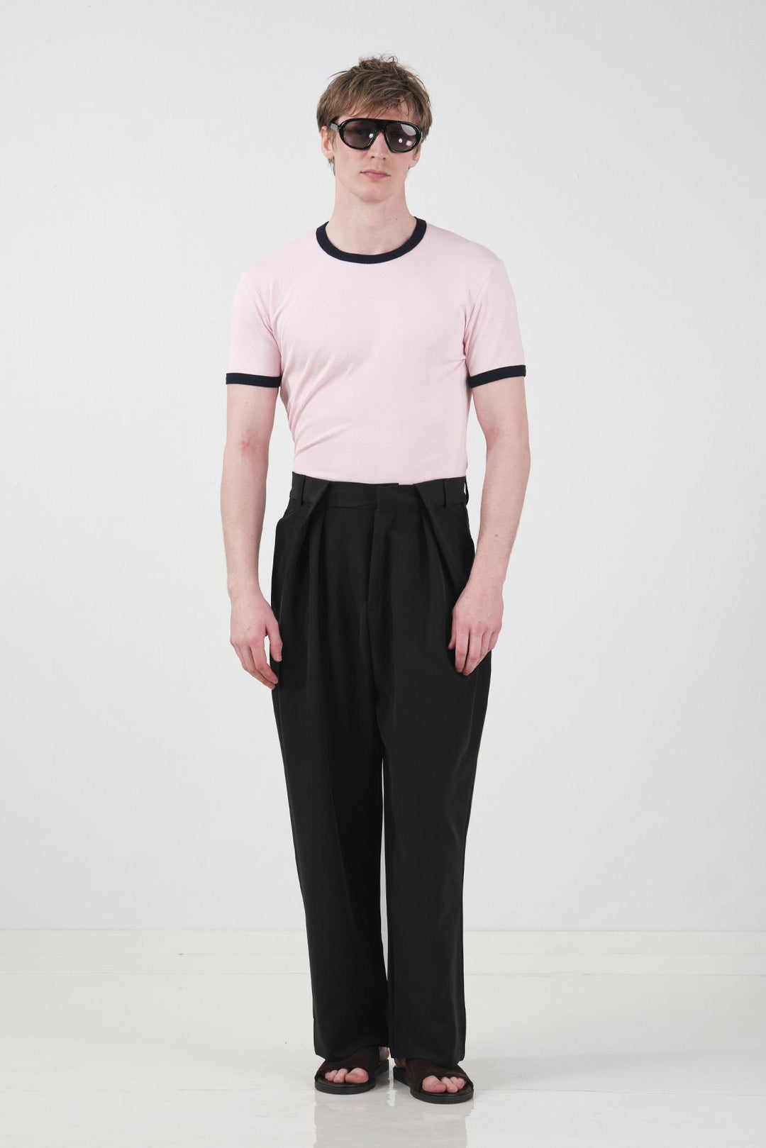 Giesto Pantalon noir à double pli coupe confortable - Noir