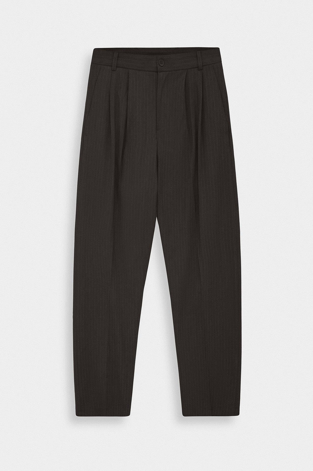 Giesto Pantalon à Pli Double en Fonte Marron Rayé - Marron