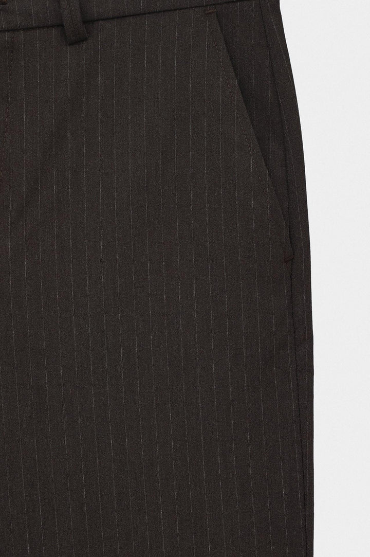 Giesto Pantalon à Pli Double en Fonte Marron Rayé - Marron