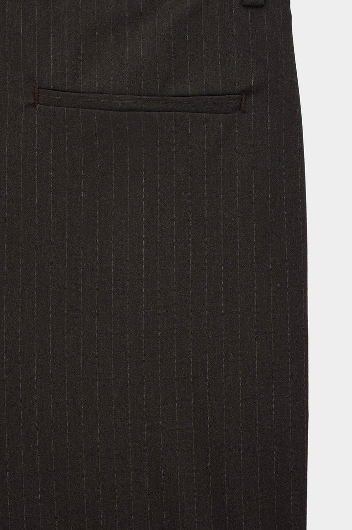 Giesto Pantalon à Pli Double en Fonte Marron Rayé - Marron