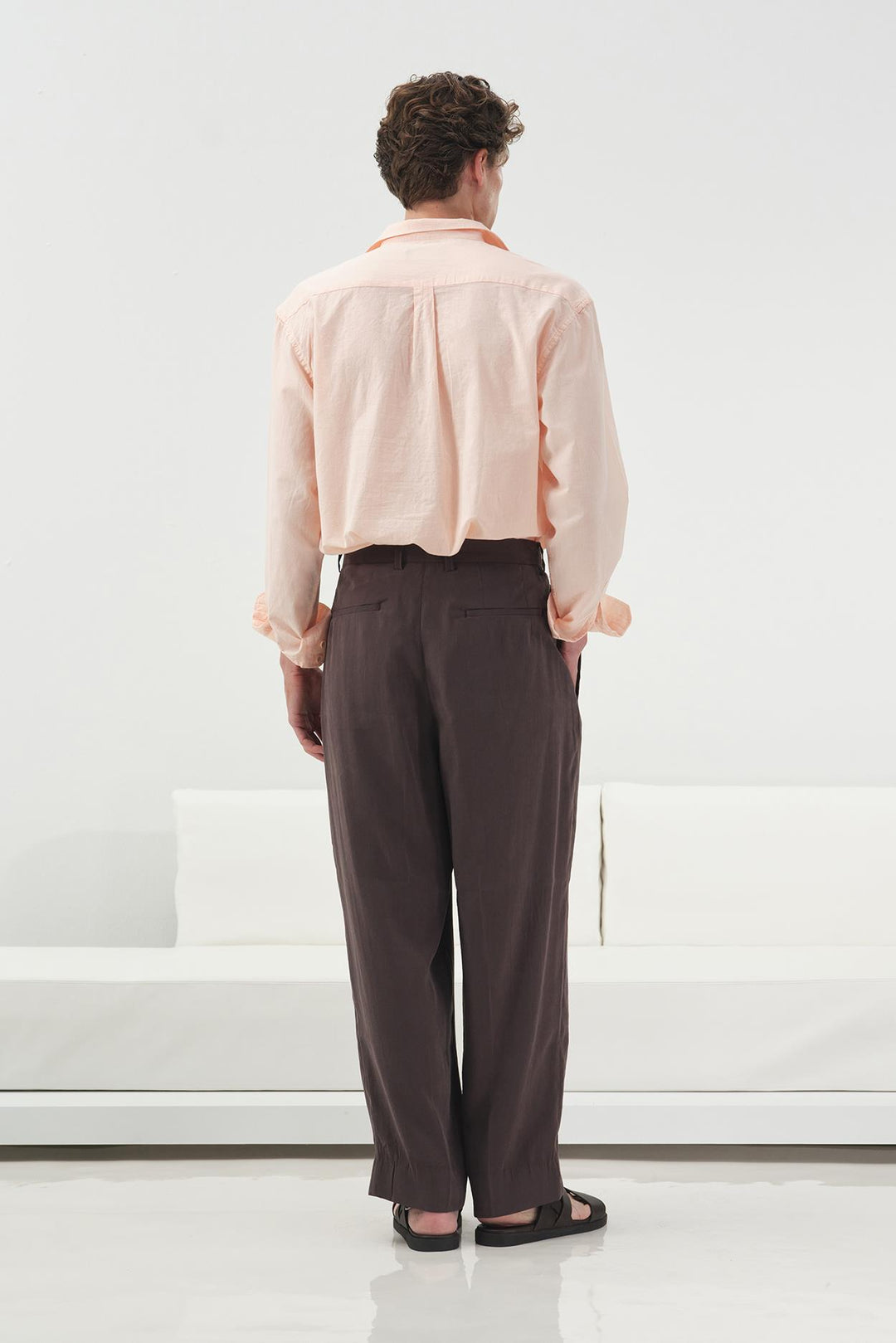Giesto Pantalon Modal Marron à Double Pli - Marron
